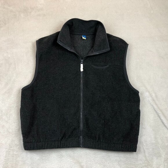 Old Navy Men's Fleece Zip Up Vest Jacket Medium Black Mock Neck Warm Sleeveless - Picture 8 of 9